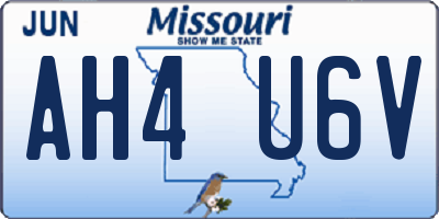 MO license plate AH4U6V