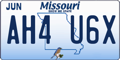 MO license plate AH4U6X