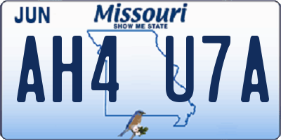 MO license plate AH4U7A