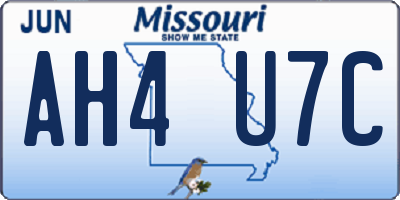 MO license plate AH4U7C