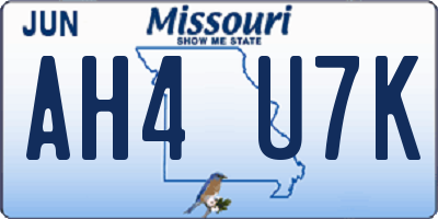 MO license plate AH4U7K