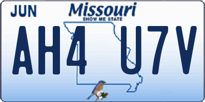 MO license plate AH4U7V