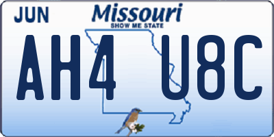 MO license plate AH4U8C