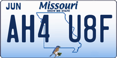 MO license plate AH4U8F