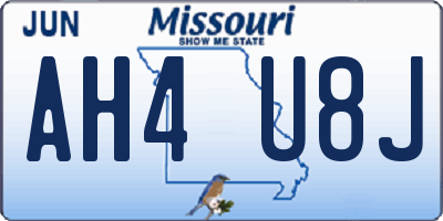 MO license plate AH4U8J