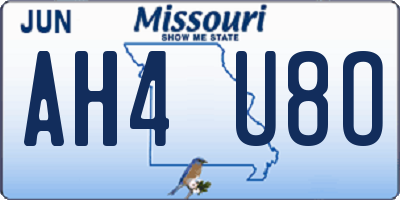 MO license plate AH4U8O