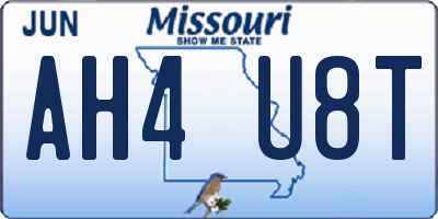 MO license plate AH4U8T