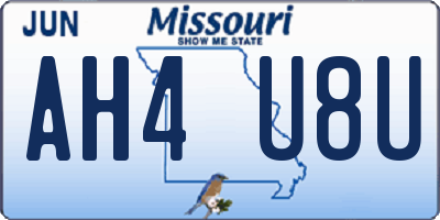 MO license plate AH4U8U