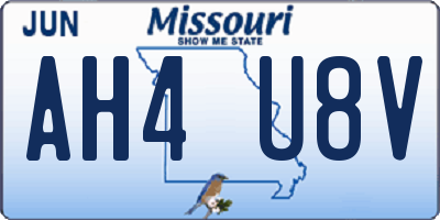MO license plate AH4U8V