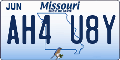 MO license plate AH4U8Y