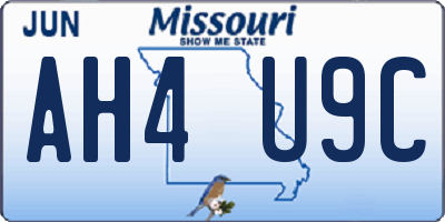 MO license plate AH4U9C