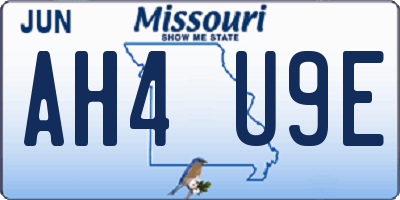 MO license plate AH4U9E