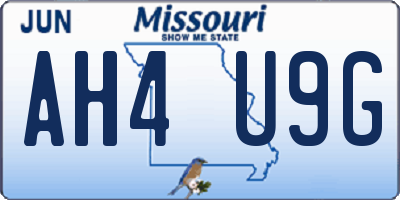 MO license plate AH4U9G