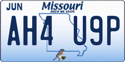 MO license plate AH4U9P