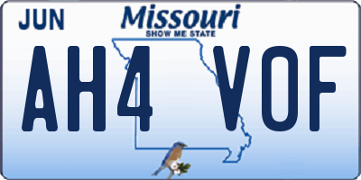 MO license plate AH4V0F