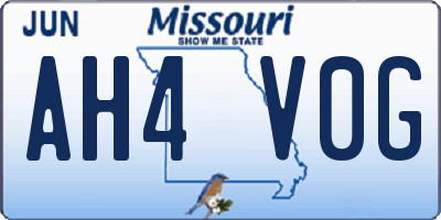 MO license plate AH4V0G