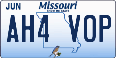 MO license plate AH4V0P