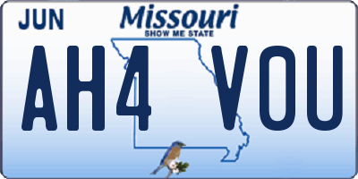 MO license plate AH4V0U