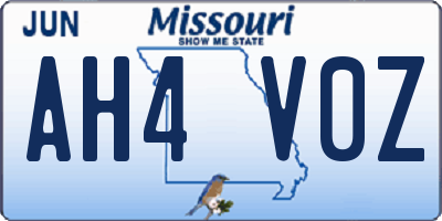 MO license plate AH4V0Z