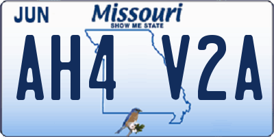 MO license plate AH4V2A