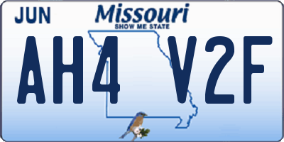 MO license plate AH4V2F