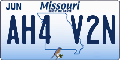 MO license plate AH4V2N