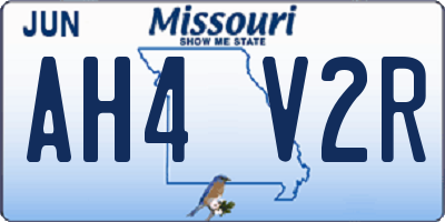 MO license plate AH4V2R