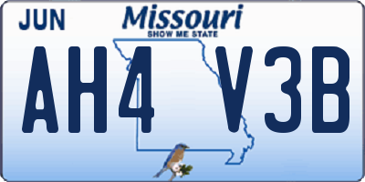 MO license plate AH4V3B