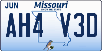 MO license plate AH4V3D