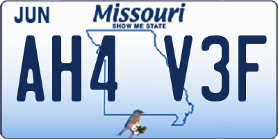 MO license plate AH4V3F