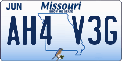 MO license plate AH4V3G