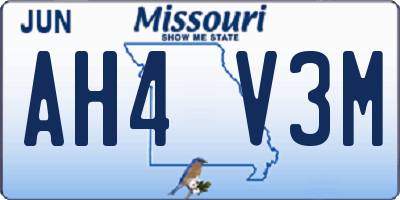 MO license plate AH4V3M