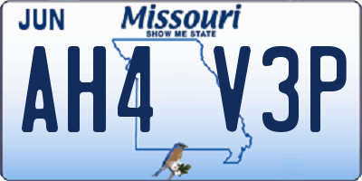 MO license plate AH4V3P