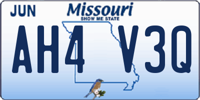 MO license plate AH4V3Q