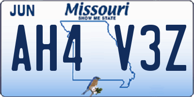 MO license plate AH4V3Z