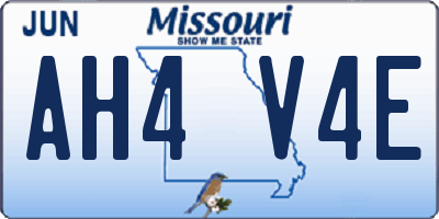 MO license plate AH4V4E