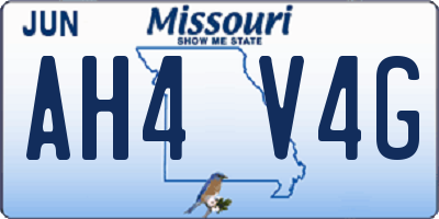 MO license plate AH4V4G