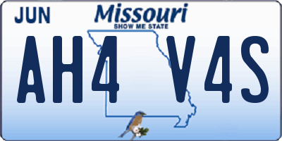 MO license plate AH4V4S