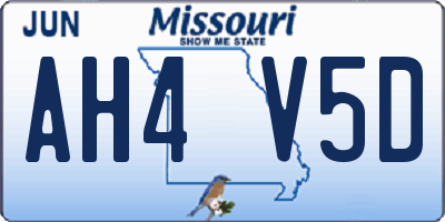 MO license plate AH4V5D