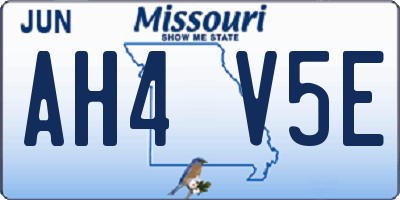 MO license plate AH4V5E