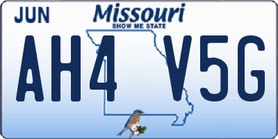 MO license plate AH4V5G