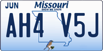 MO license plate AH4V5J