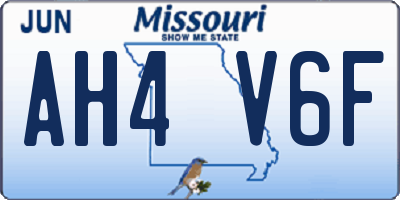 MO license plate AH4V6F