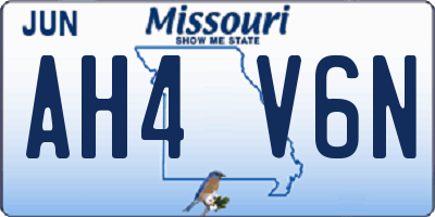 MO license plate AH4V6N