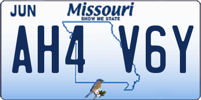 MO license plate AH4V6Y