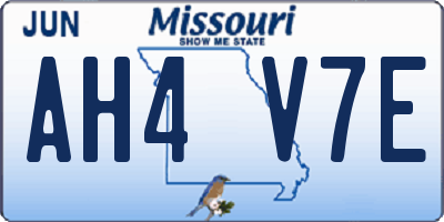 MO license plate AH4V7E