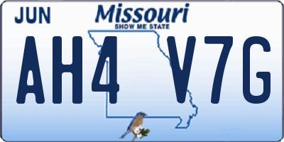 MO license plate AH4V7G