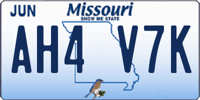 MO license plate AH4V7K