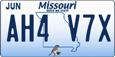 MO license plate AH4V7X