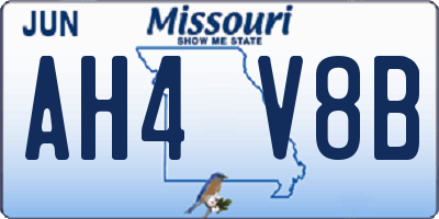 MO license plate AH4V8B